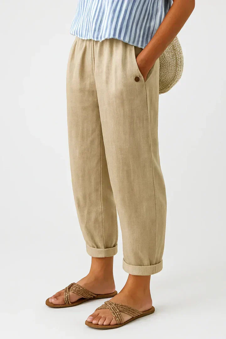 Winifred tapered cuffed pants with button pocket
