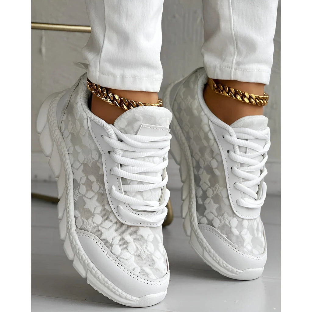 Nova White Lace Sneakers | Women's Casual Daily Trainers