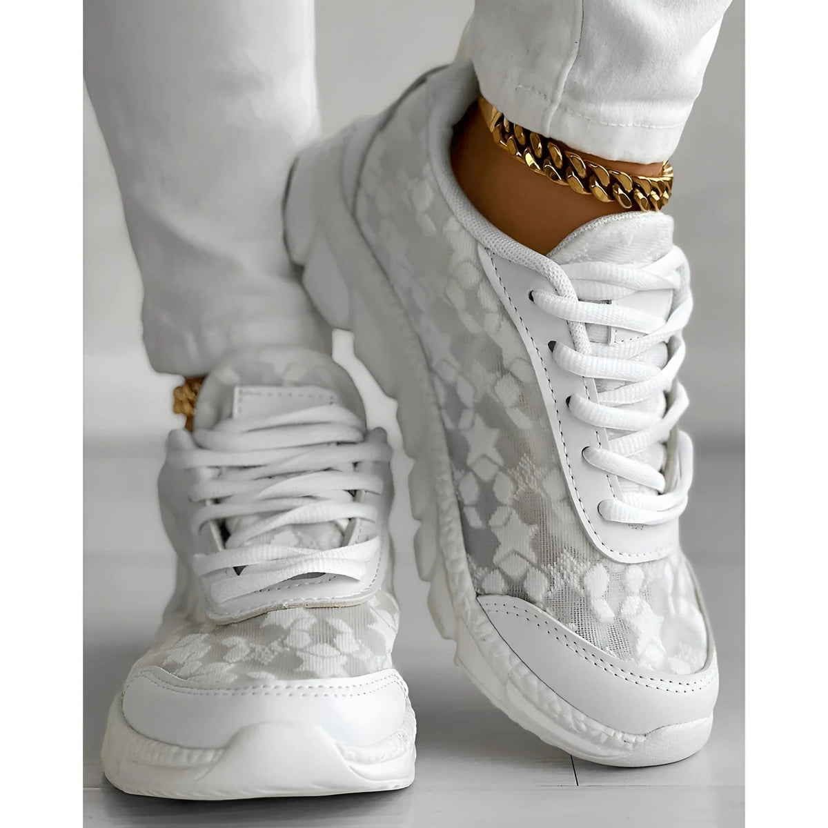 Nova White Lace Sneakers | Women's Casual Daily Trainers