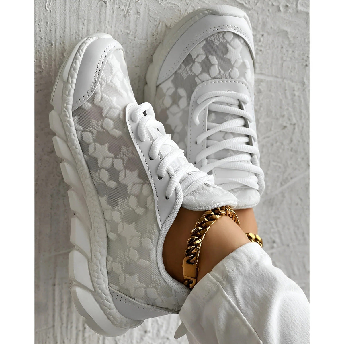 Nova White Lace Sneakers | Women's Casual Daily Trainers