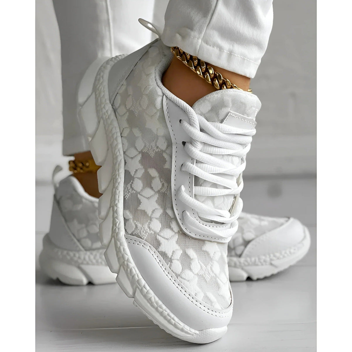 Nova White Lace Sneakers | Women's Casual Daily Trainers