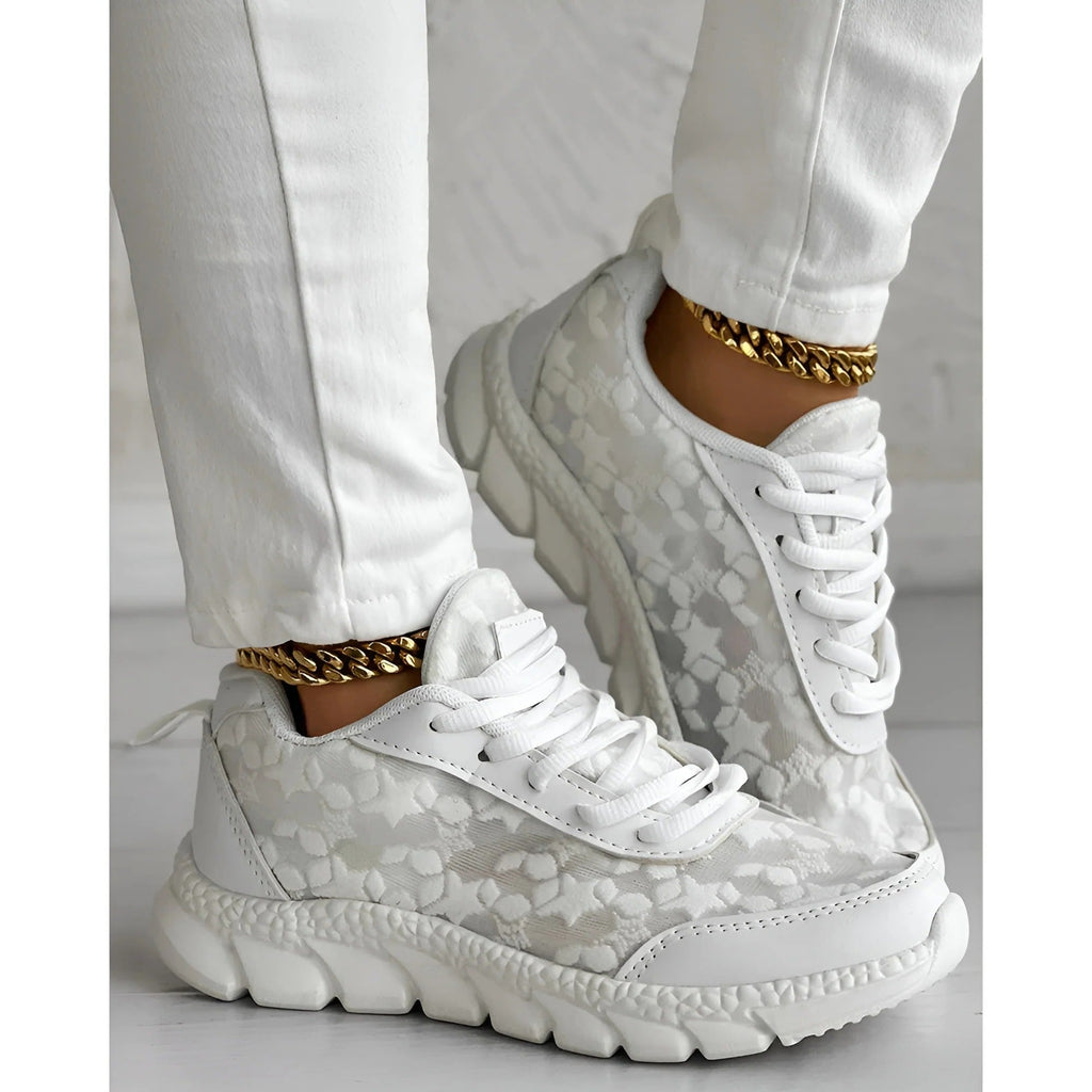 Nova White Lace Sneakers | Women's Casual Daily Trainers