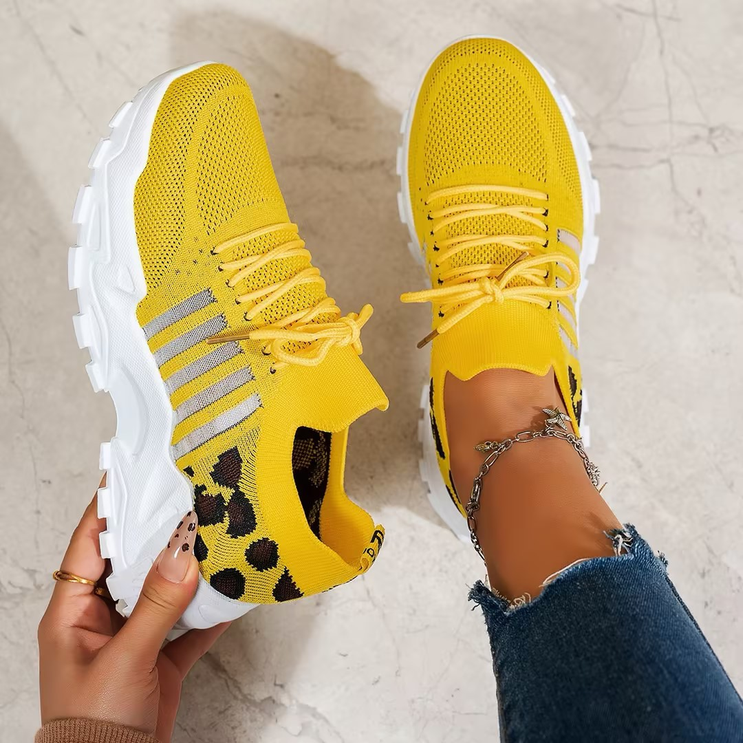 Aura Chunky-Sole Knit Trainers | Women's Lace-Up Mesh Sneakers