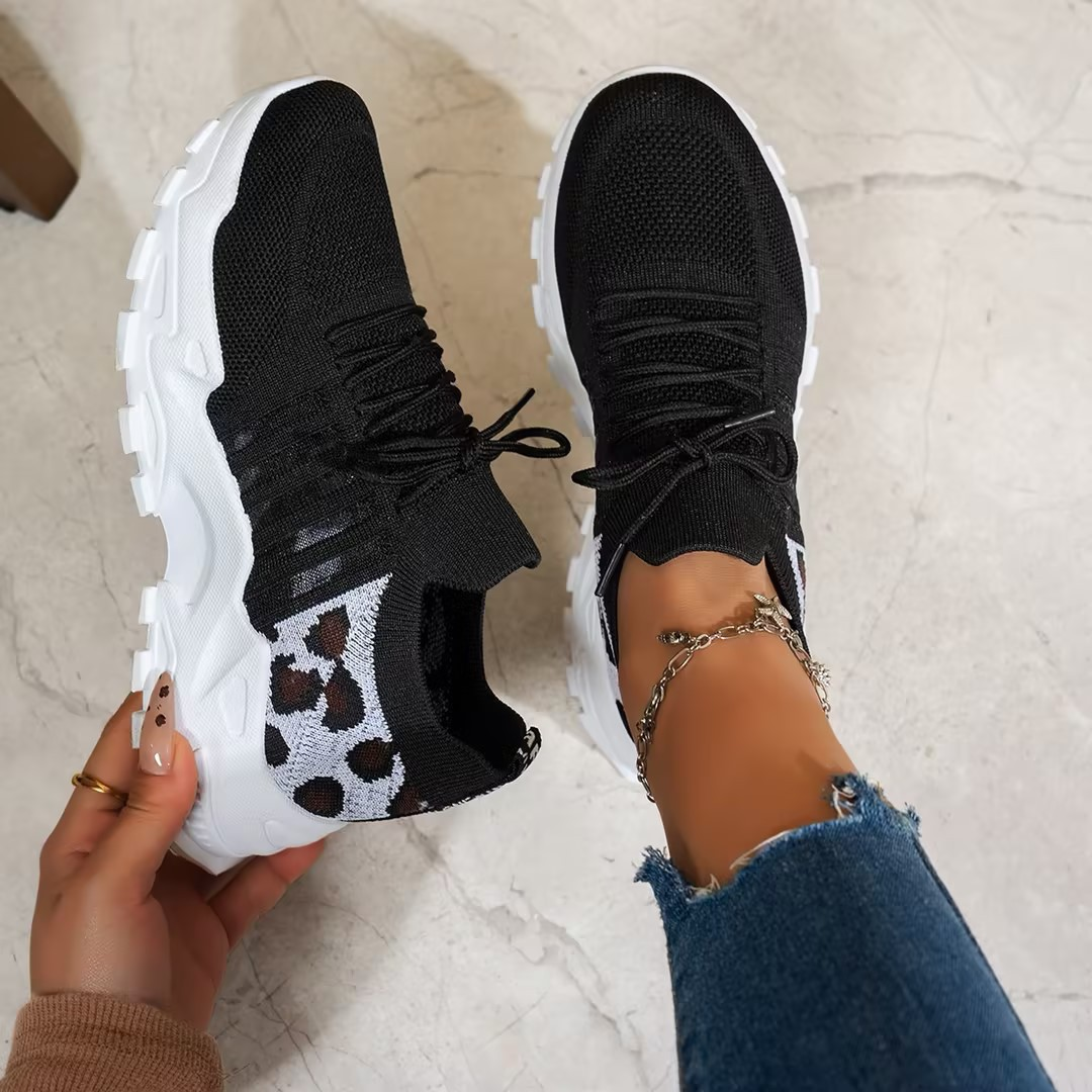 Aura Chunky-Sole Knit Trainers | Women's Lace-Up Mesh Sneakers