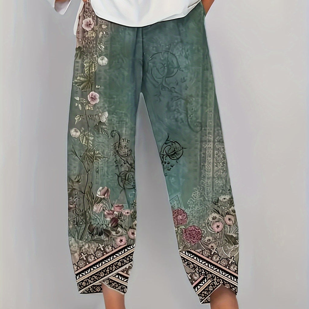 Ursula floral border print cropped harem pants