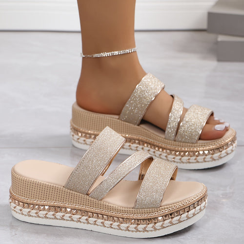 Ayala Embellished Flat Sandals | Women's Sparkle Summer Sandals