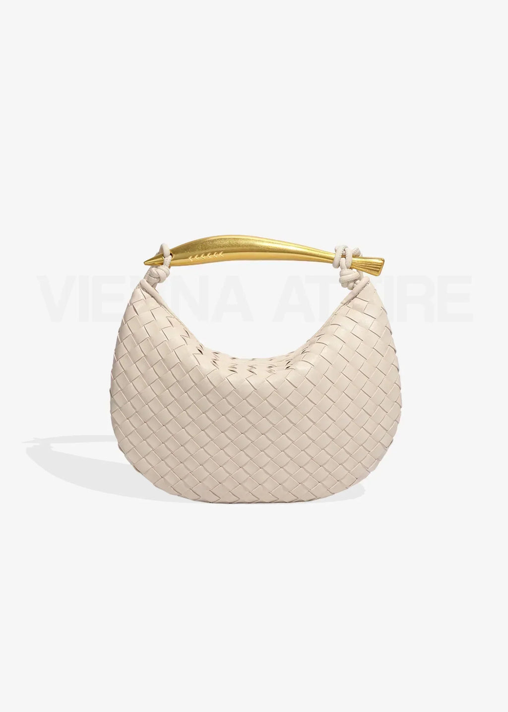 Minerva gold-tone bar woven crescent top-handle bag
