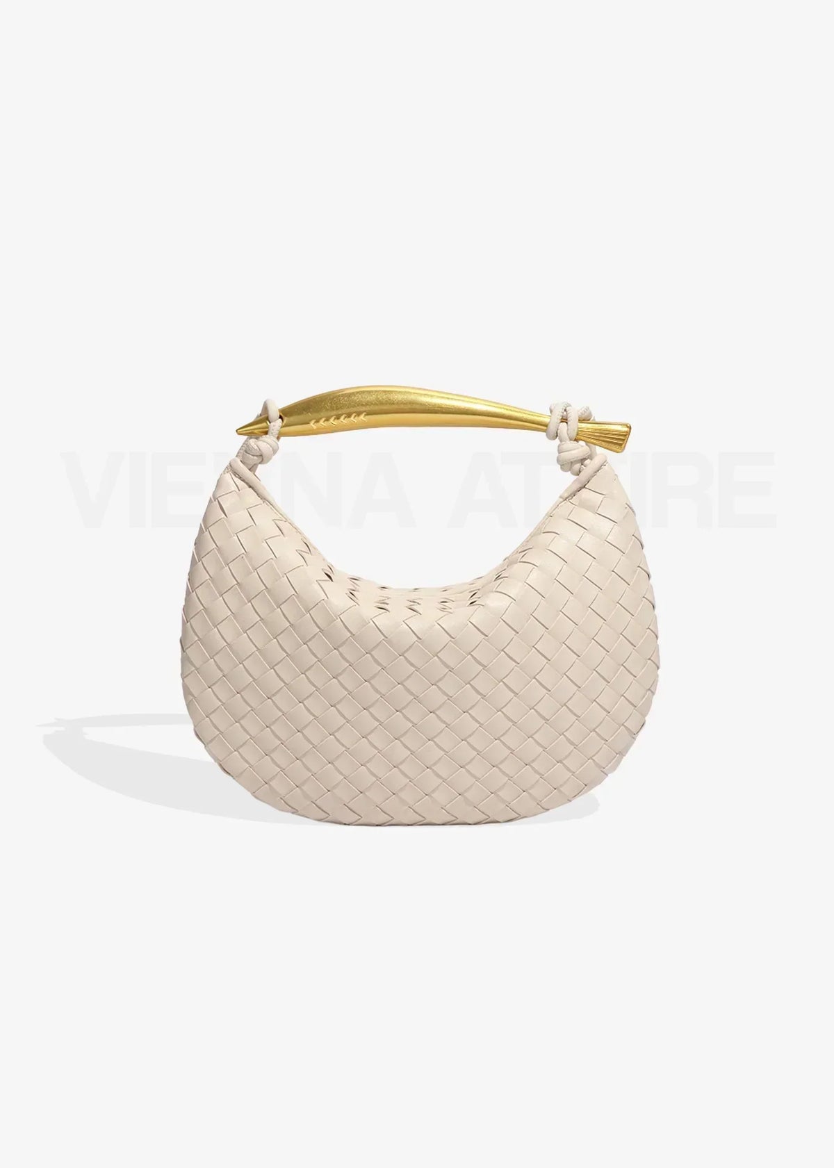 Minerva gold-tone bar woven crescent top-handle bag
