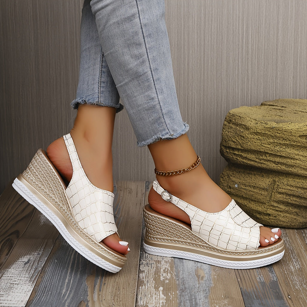 Marbella Croc-Effect Wedge Sandals | Women's Platform Sandals
