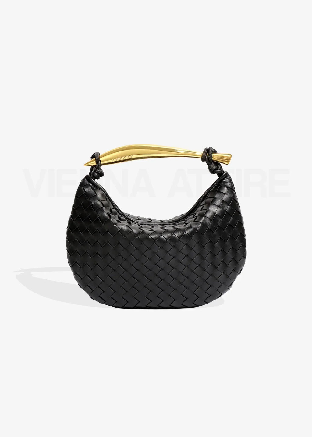 Minerva gold-tone bar woven crescent top-handle bag