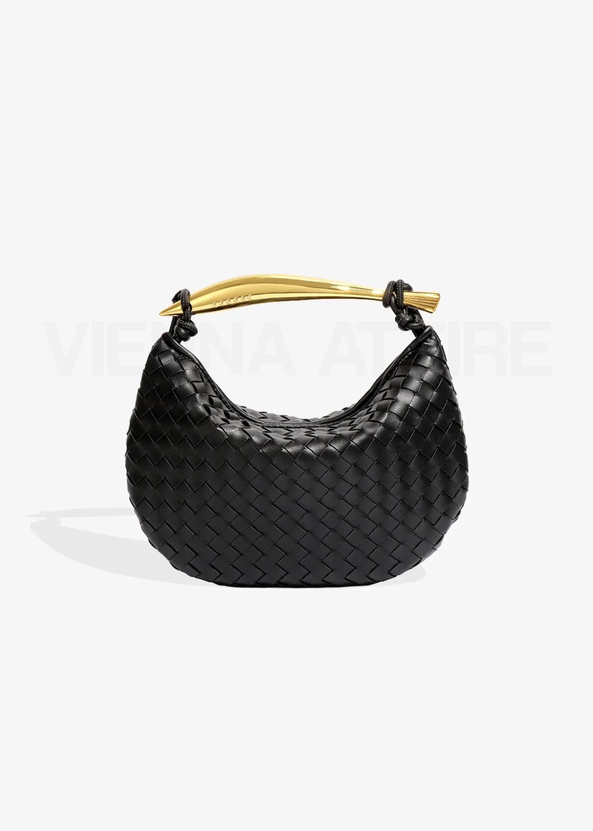 Minerva gold-tone bar woven crescent top-handle bag