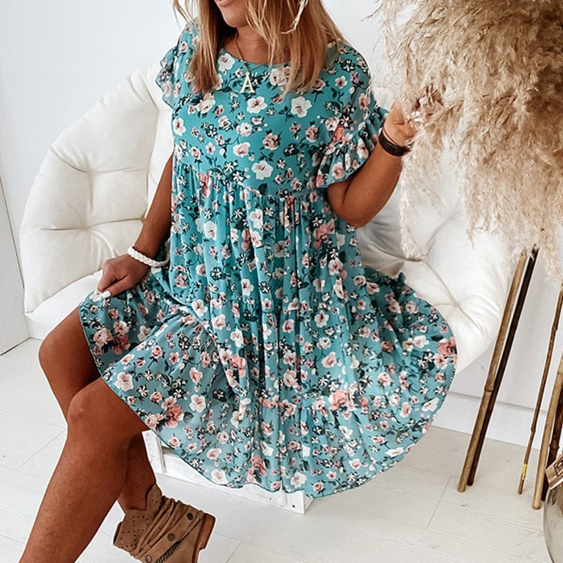 Beatrice floral flutter sleeve tiered sundress