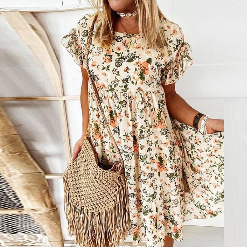 Beatrice floral flutter sleeve tiered sundress
