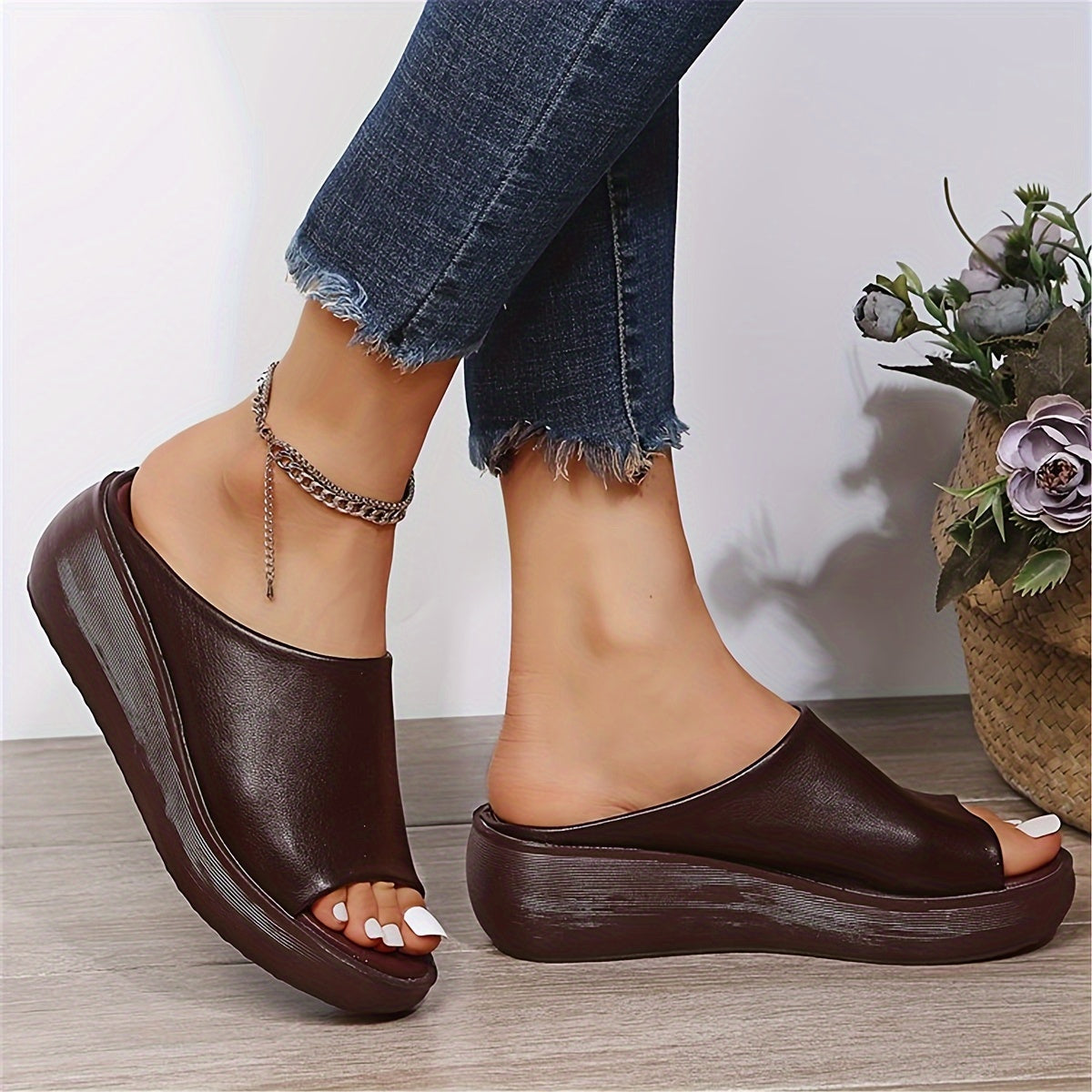 Noelia Peep-Toe Comfort Sandals | Women's Slip-On Summer Sandals