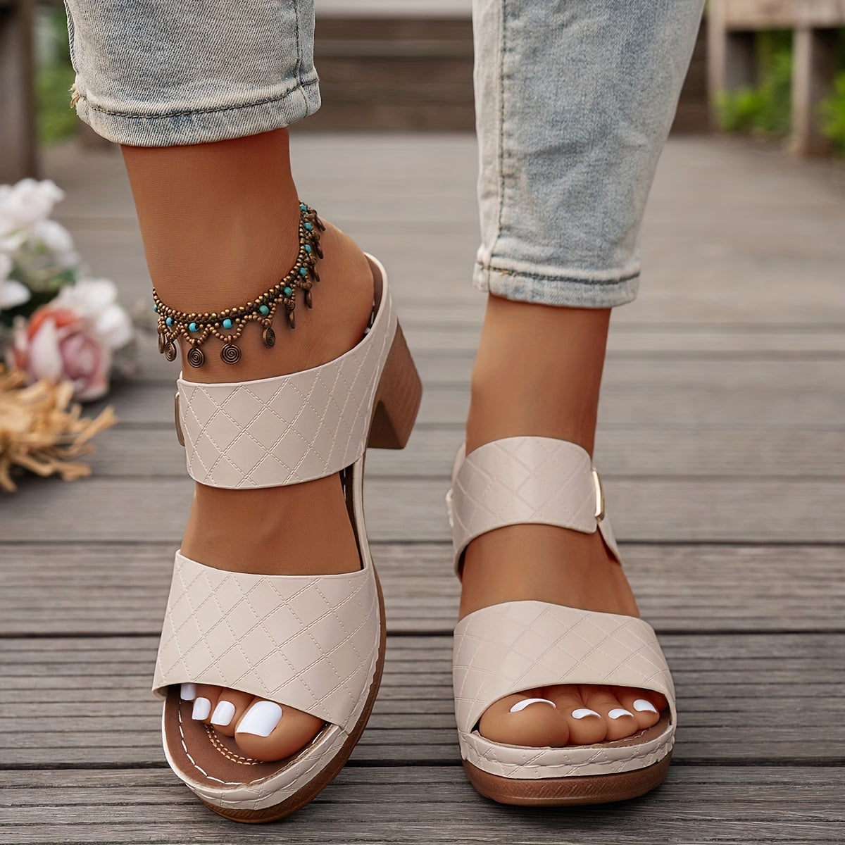 Venezia Block Heel Sandals | Women's Wide-Strap Heeled Sandals