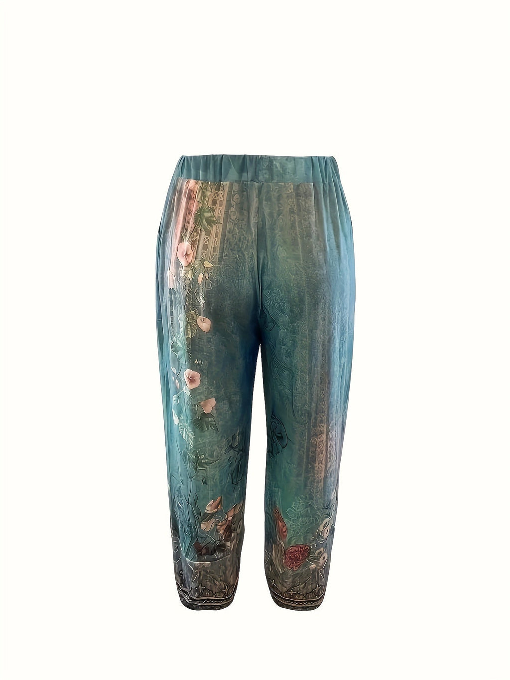 Ursula floral border print cropped harem pants