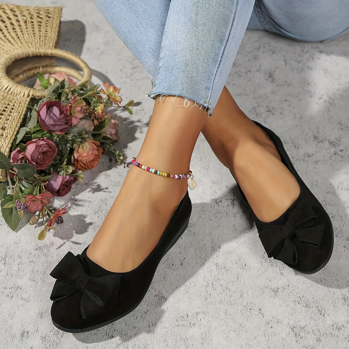 Maisie Wedge Ballet Flats | Women's Bow Slip-On Flats