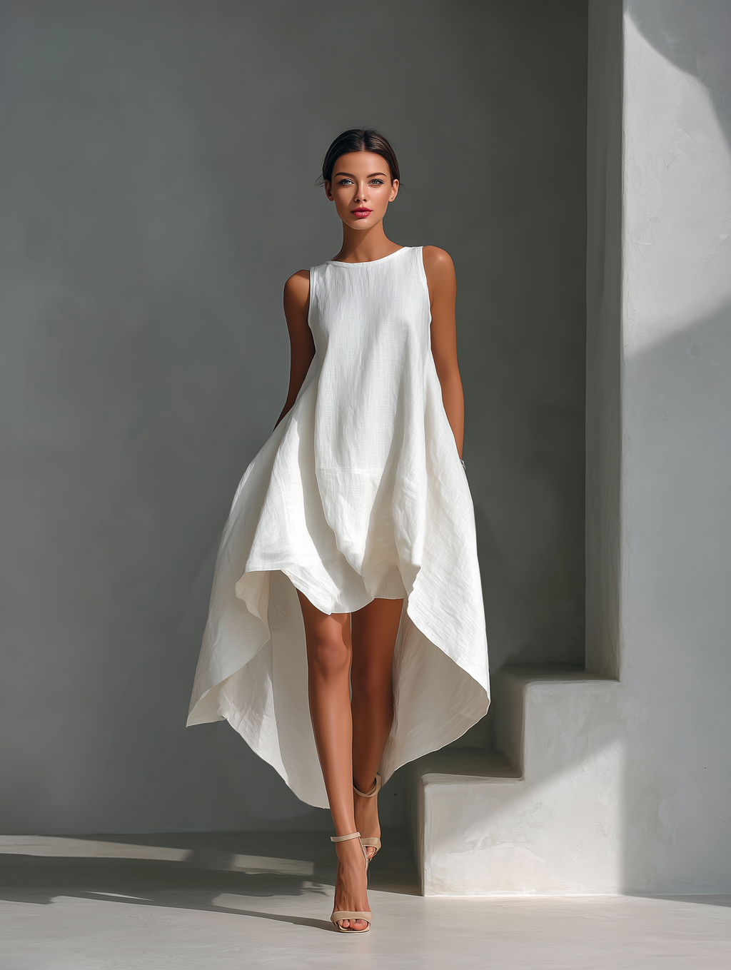 Leila sleeveless high-low dress