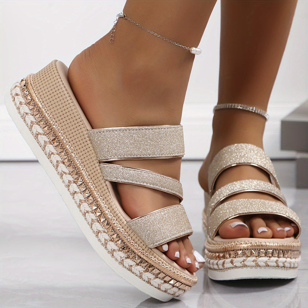 Ayala Embellished Flat Sandals | Women's Sparkle Summer Sandals