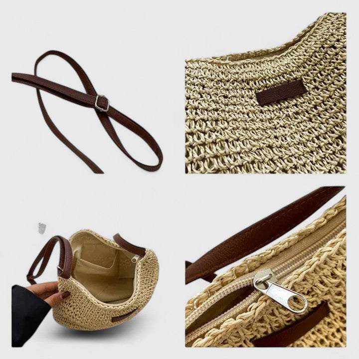 Mercy crochet zip-top hobo shoulder bag
