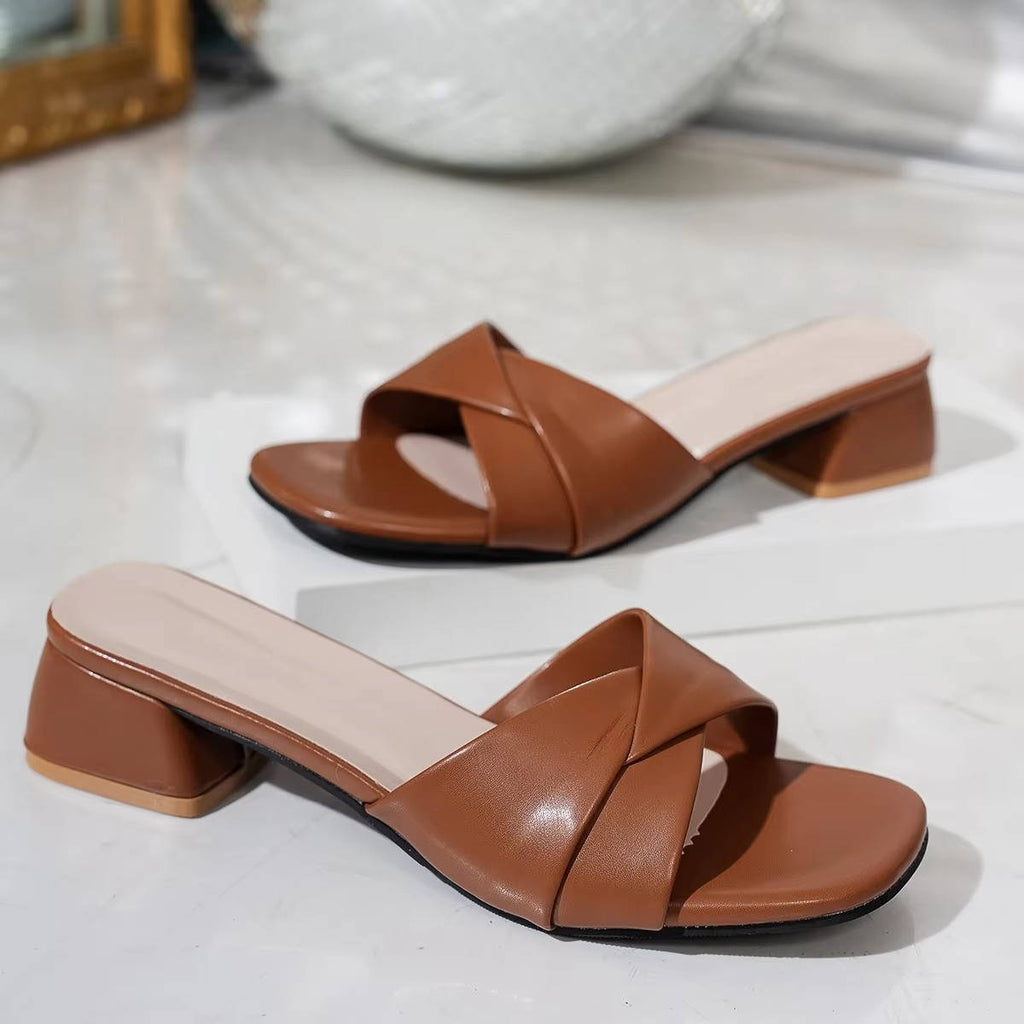Ava Twisted-Strap Mule Sandals | Women's Low Block Heel Sandals