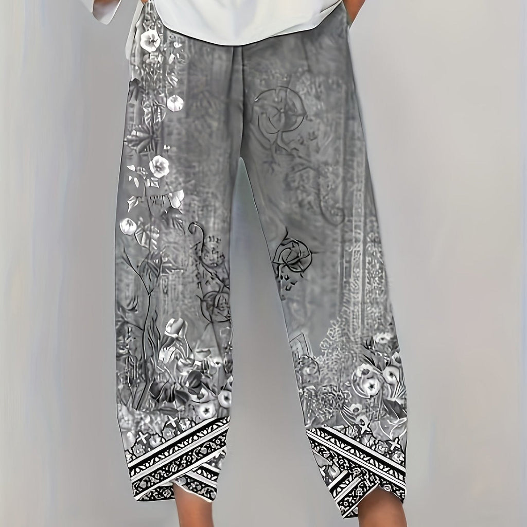 Ursula floral border print cropped harem pants