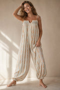 Odile smocked tie-strap harem jumpsuit