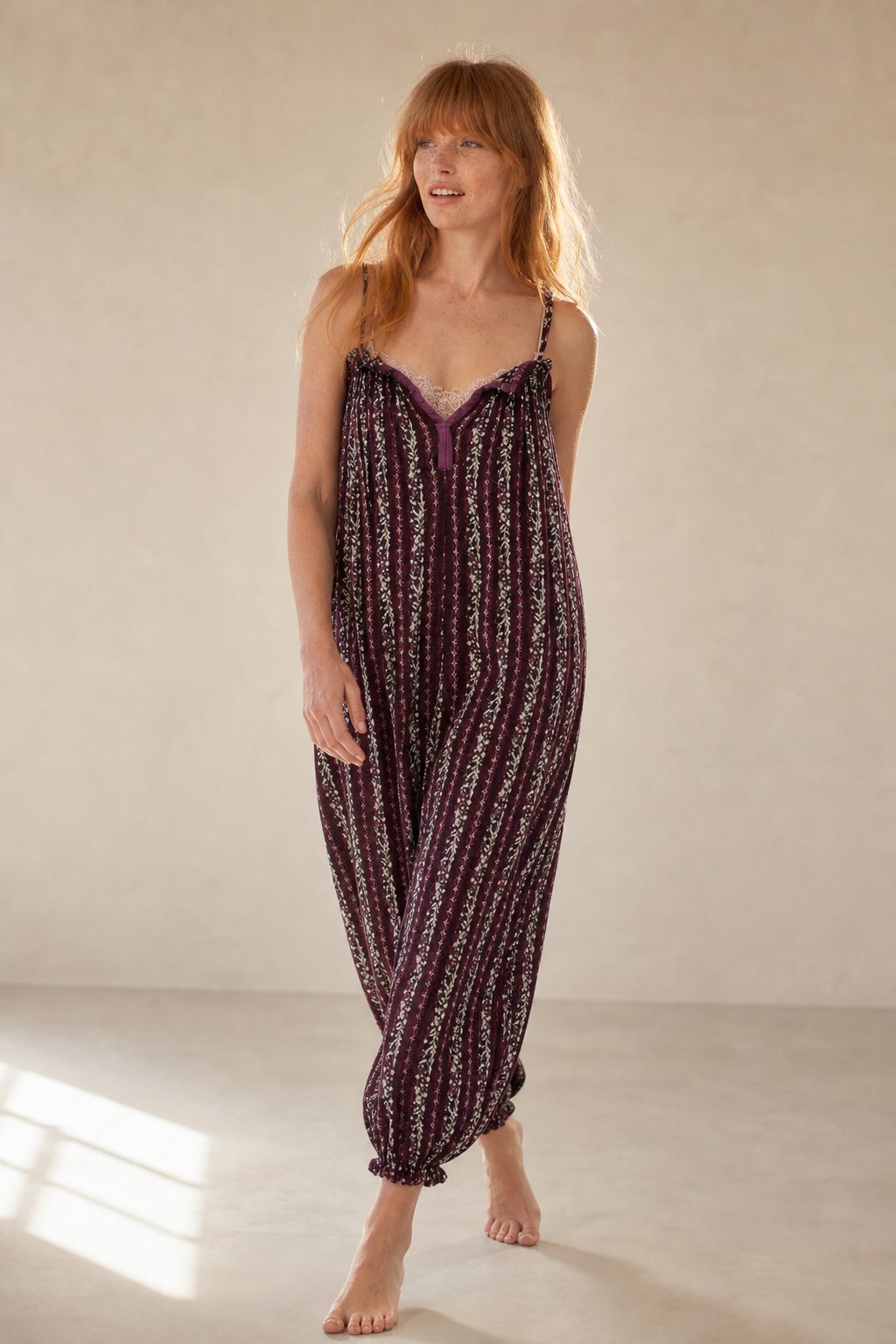 Odile smocked tie-strap harem jumpsuit