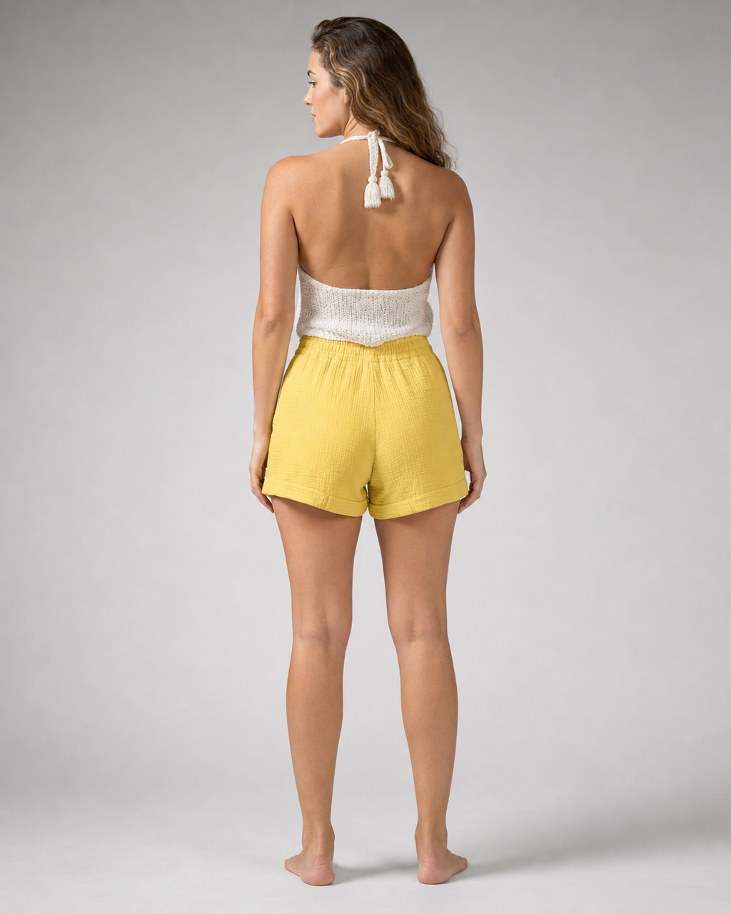 Susan™ | Effortlessly Comfortable Summer Shorts — Yellow — back