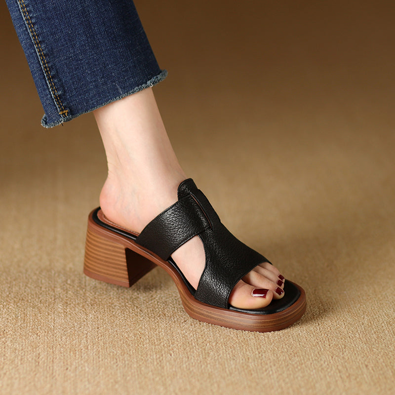 Enara Wide-Band Mule Sandals | Women's Low Block Heel Sandals