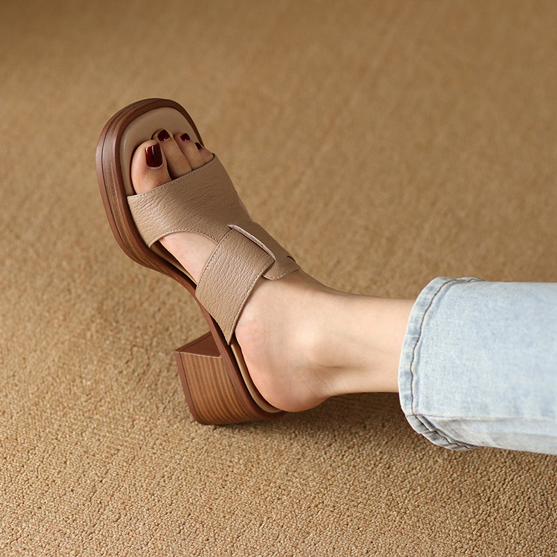 Enara Wide-Band Mule Sandals | Women's Low Block Heel Sandals