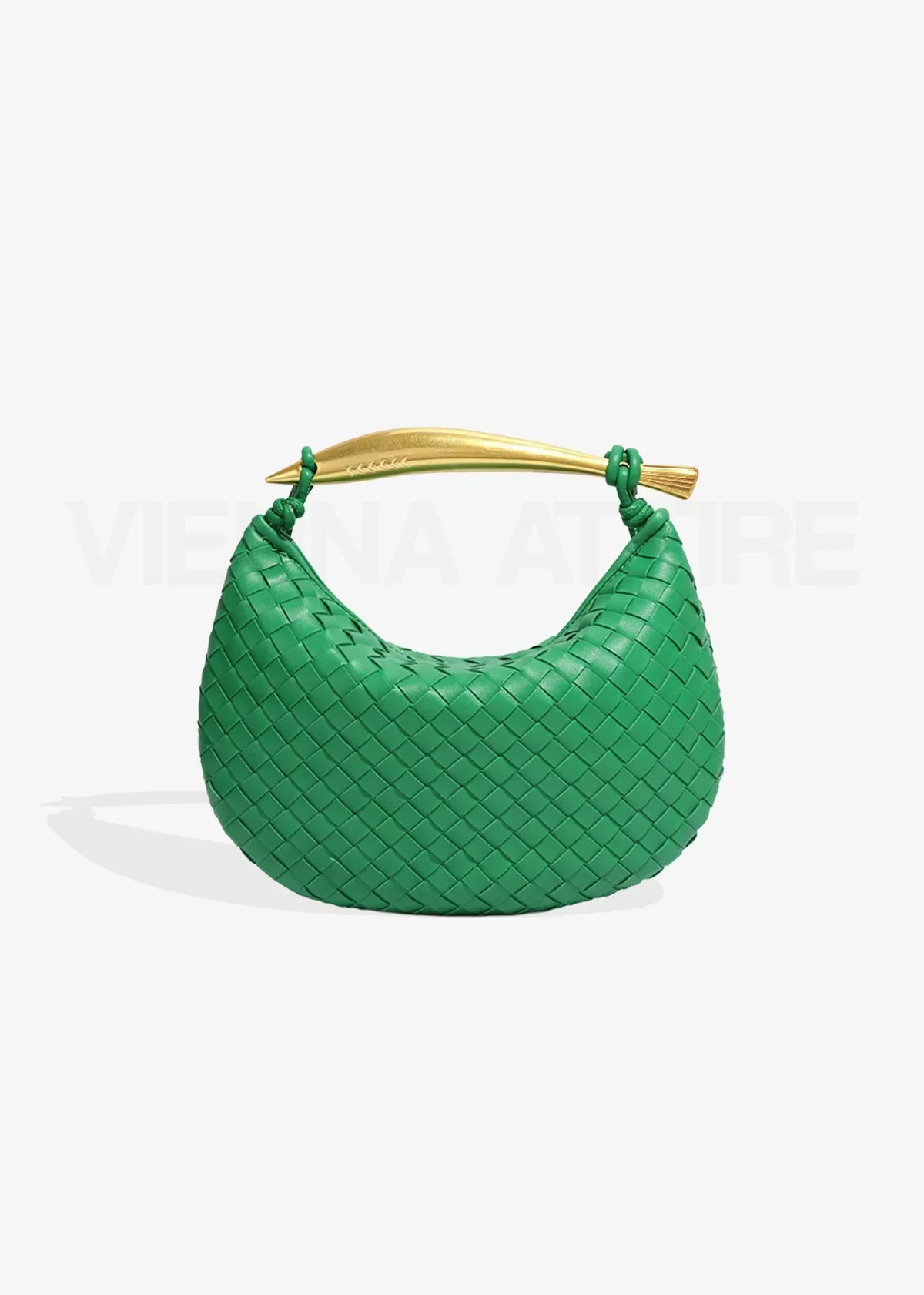 Minerva gold-tone bar woven crescent top-handle bag