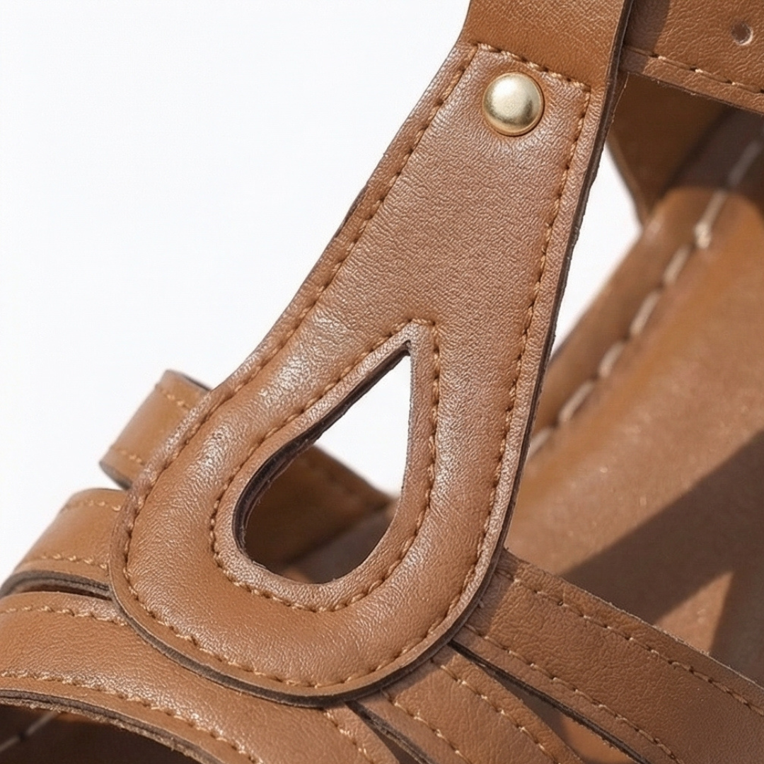 Halvine Block Heel Sandals | Women's Cut-Out Ankle-Strap Sandals