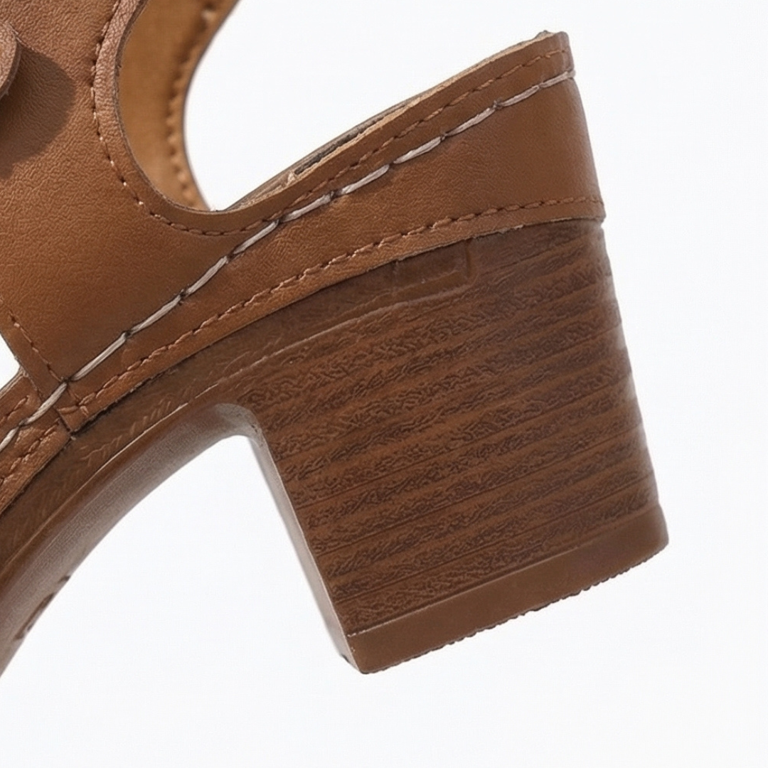 Halvine Block Heel Sandals | Women's Cut-Out Ankle-Strap Sandals