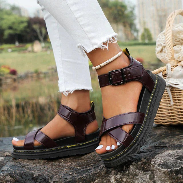 Bex Cross-Strap Flatform Sandals | Women's Sport Buckle Sandals