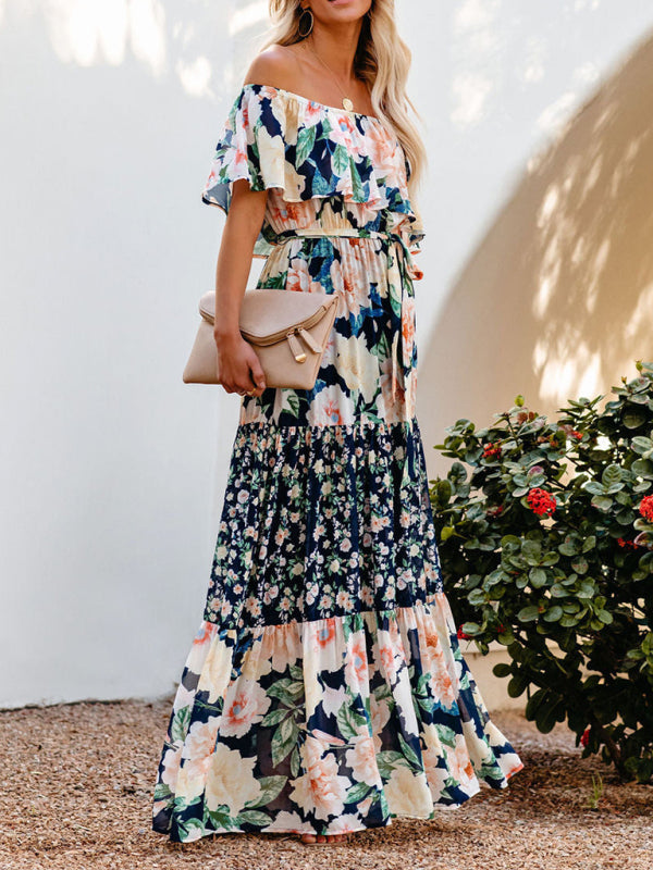 Felicity floral off-shoulder tiered maxi dress