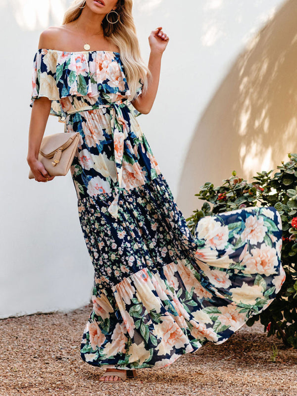 Felicity floral off-shoulder tiered maxi dress