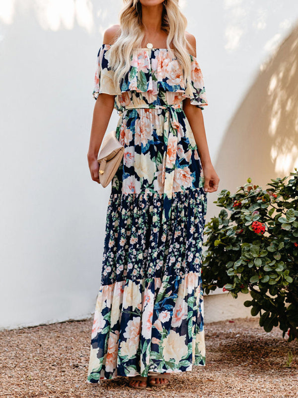 Felicity floral off-shoulder tiered maxi dress