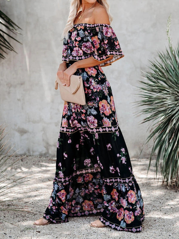 Felicity floral off-shoulder tiered maxi dress