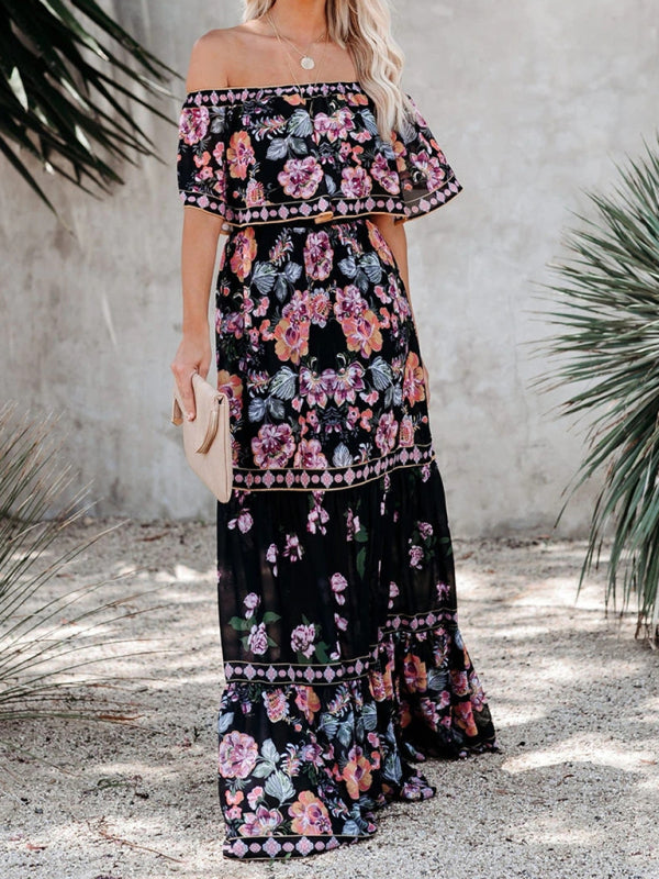 Felicity floral off-shoulder tiered maxi dress