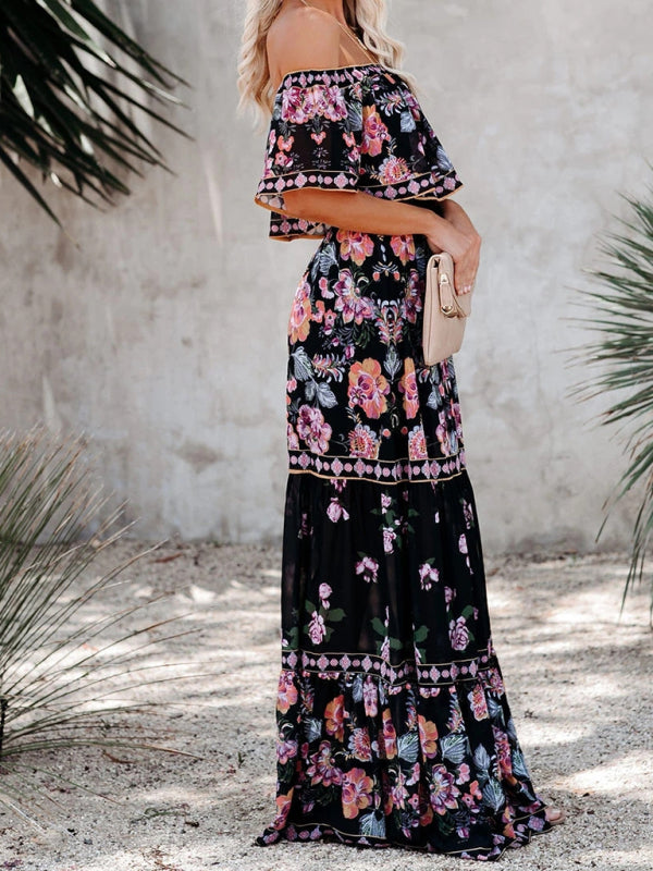 Felicity floral off-shoulder tiered maxi dress