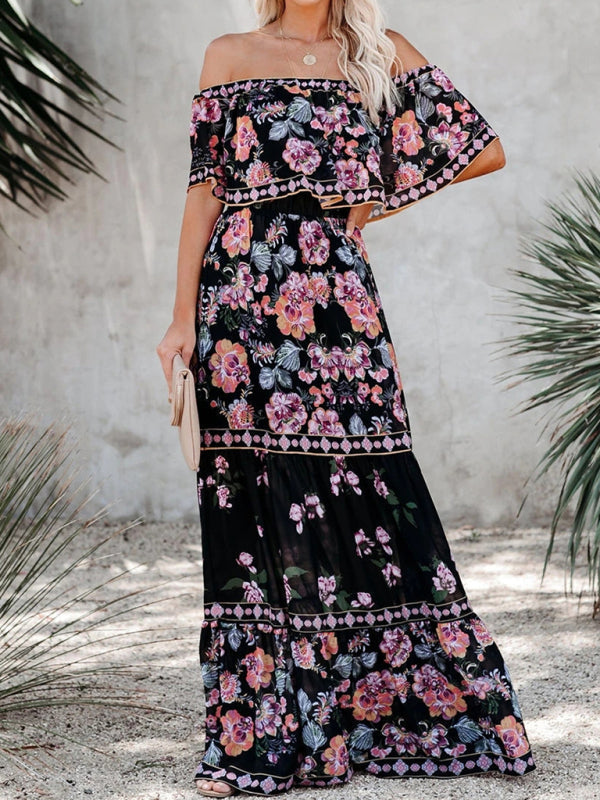 Felicity floral off-shoulder tiered maxi dress