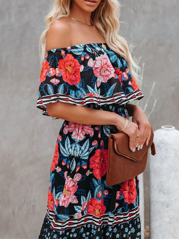 Felicity floral off-shoulder tiered maxi dress