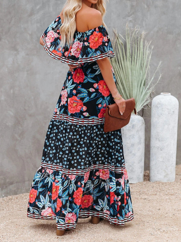 Felicity floral off-shoulder tiered maxi dress