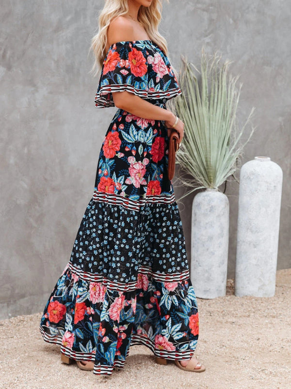 Felicity floral off-shoulder tiered maxi dress