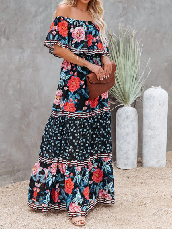 Felicity floral off-shoulder tiered maxi dress