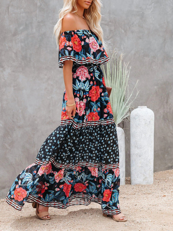 Felicity floral off-shoulder tiered maxi dress