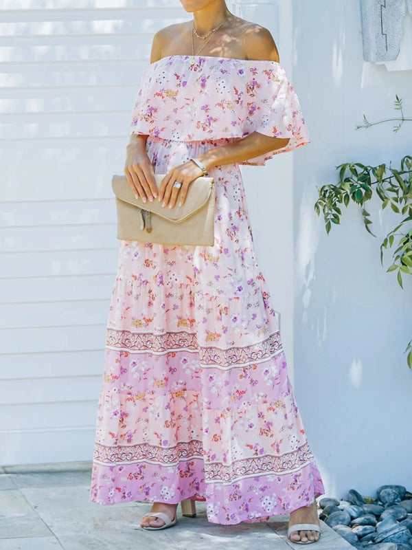 Felicity floral off-shoulder tiered maxi dress