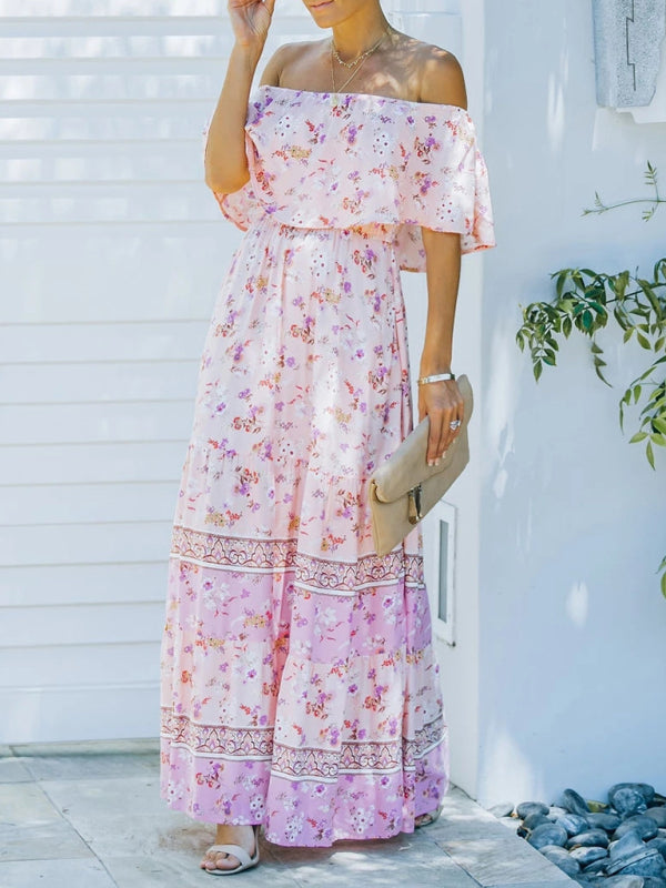 Felicity floral off-shoulder tiered maxi dress