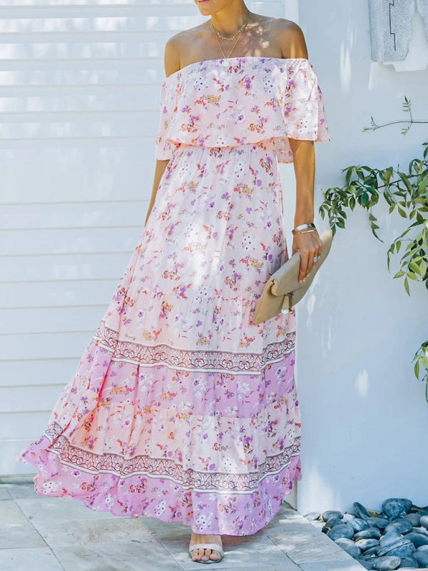 Felicity floral off-shoulder tiered maxi dress